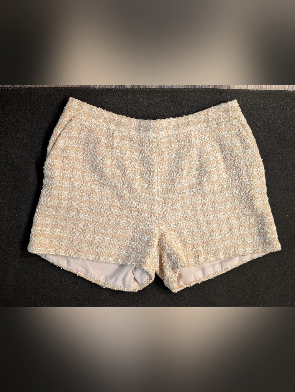 L'AGENCE Cream Tweed High-Waist Shorts